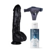 Censan Belden Bağlamalı Kayganlaştırıcı Set Noctis 26,5cm Siyah Dildo No:63