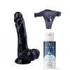 Censan Belden Bağlamalı Kayganlaştırıcı Set Noctis 22,5cm Siyah Dildo No:55