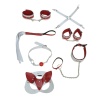 Censan 7 Parça Fetiş Esaret Seti Kırmızı Beyaz Kedi Maskeli