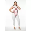 Büyük Beden Kırmızı Kadın Harness Takım Full Body Deri Fantazi Aksesuarı - APFT759