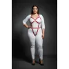 Büyük Beden Kırmızı Kadın Harness Takım Full Body Deri Fantazi Aksesuarı - APFT759