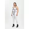 Büyük Beden Siyah Kadın Full Body Deri Harness Takım Halka Detaylı Fantazi Aksesuar - APFT759