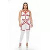 Büyük Beden Kırmızı Kadın Harness Takım Full Body Deri Fantezi Aksesuar - APFT894