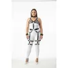 Büyük Beden Siyah Kadın Harness Takım Full Body Jartiyerli Deri Aksesuar - APFT1267