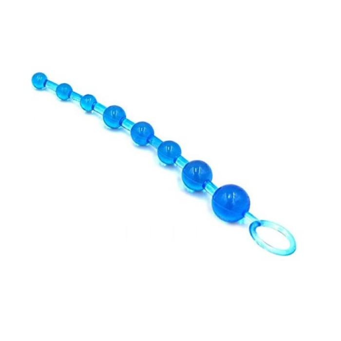 Anal Vajinal 25 Cm Sıralı Jel Zevk Topları Anal Plug Mavi