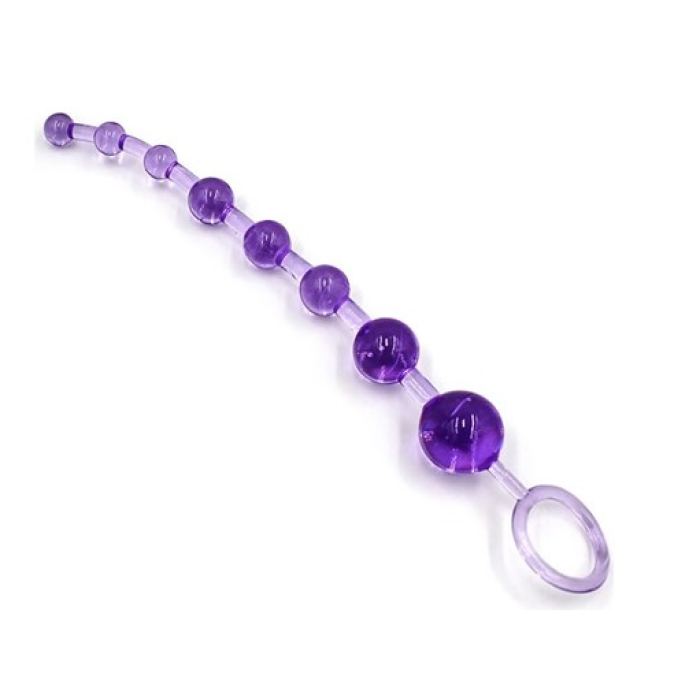 Anal Vajinal 25 Cm Sıralı Jel Zevk Topları Anal Plug Mor