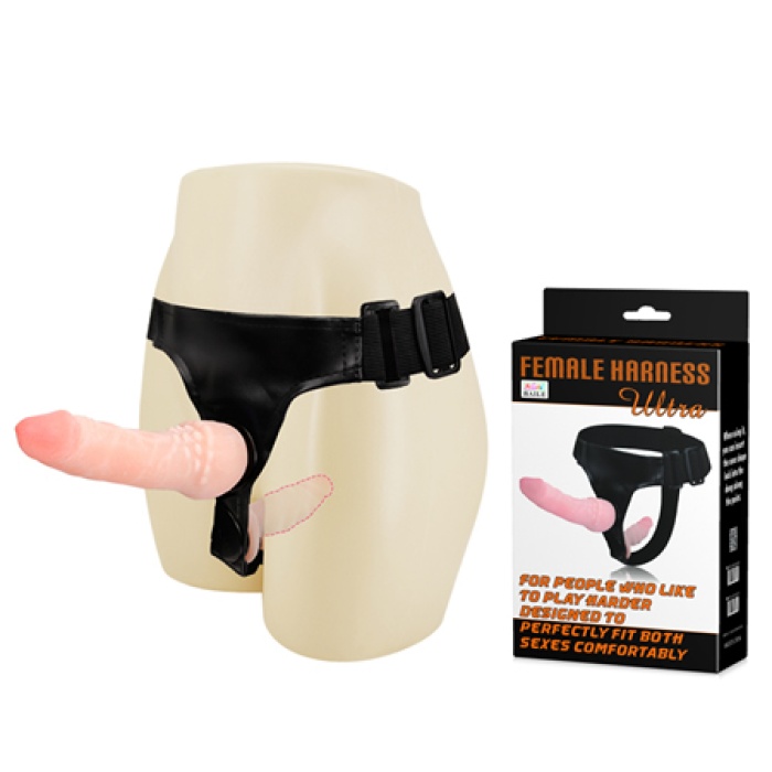 Harness Realistik Deri Kemerli Anal Vajinal Çift Penisli