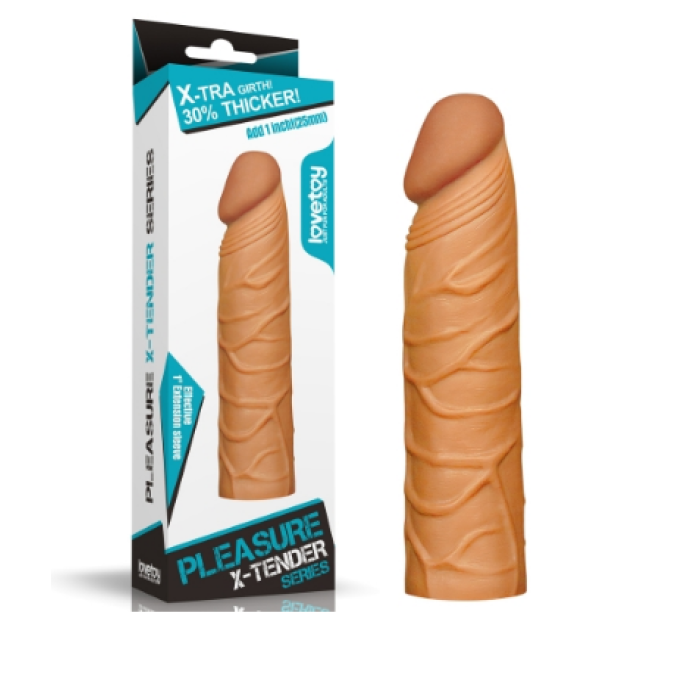 X-Large Dolgulu Realistik Penis Kılıfı Uzatmalı Prezervatif Dildo