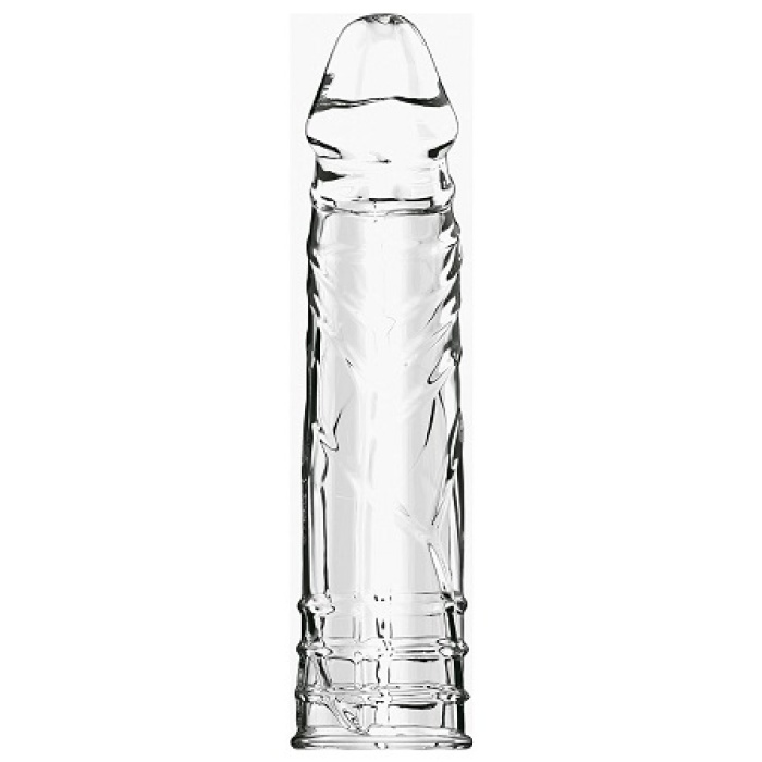 Sleeve Damarlı Dolgulu 4Cm Uzatmalı Şeffaf Silikon Penis Kılıfı