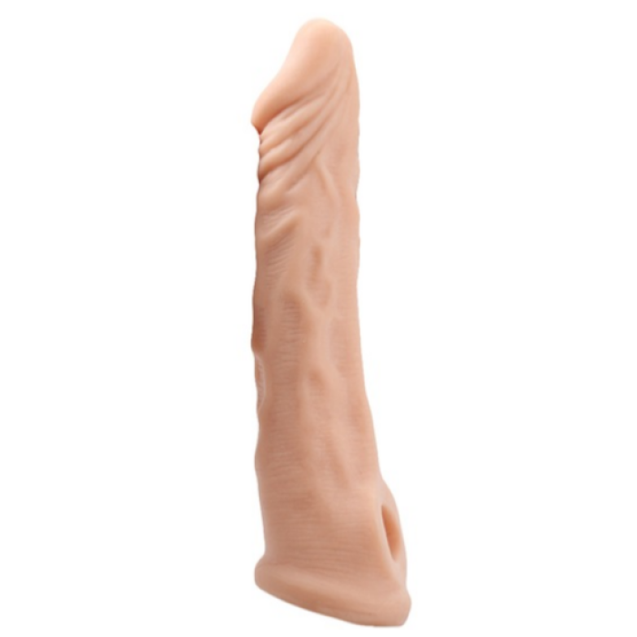 Ucu Dolgulu Realistik 18 Cm Uzatmalı Penis Kılıfı