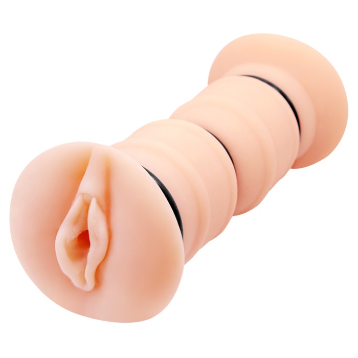 Büyük Boy 19 Cm Çift Taraflı Titreşimli Suni Vajina Mastürbatör