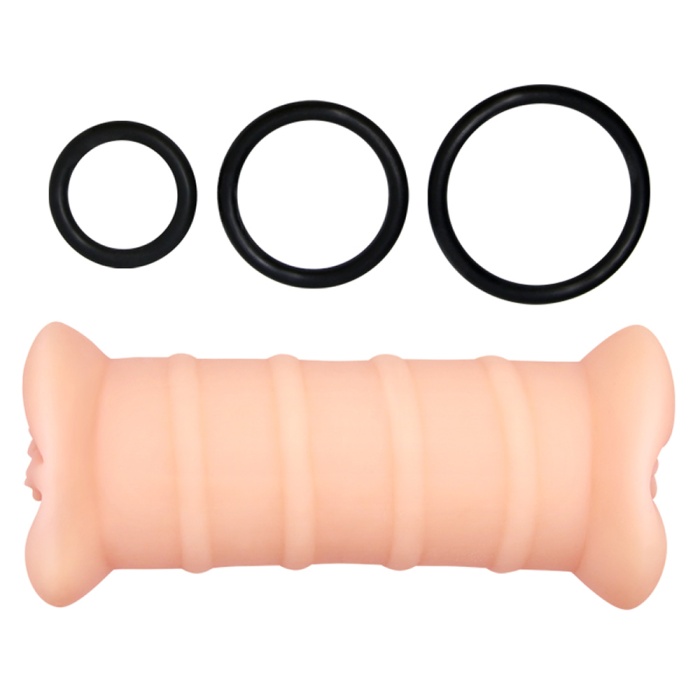 Büyük Boy 19 Cm Çift Taraflı Titreşimli Suni Vajina Mastürbatör