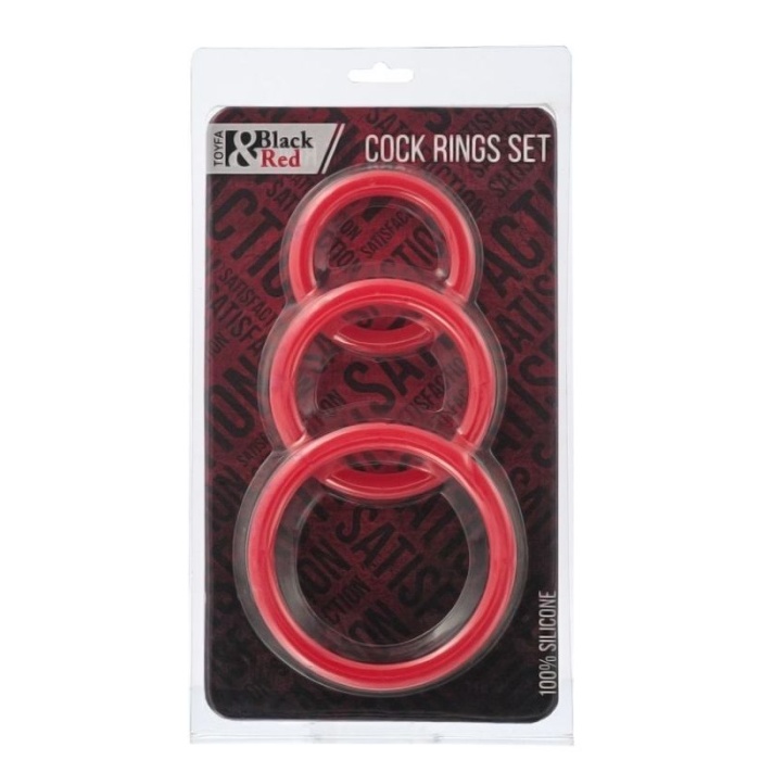 Black Red Penis Halkası Seti Silikon Kırmızı