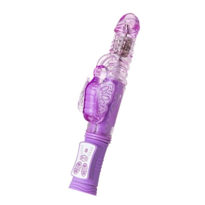 İleri Geri Haraketli Klitoral Uyarıcı Vibratör Mor 24.5 Cm
