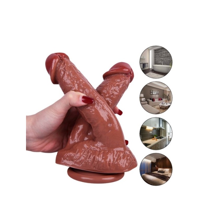 21 Cm Kahverengi Çiftli Dildo 1