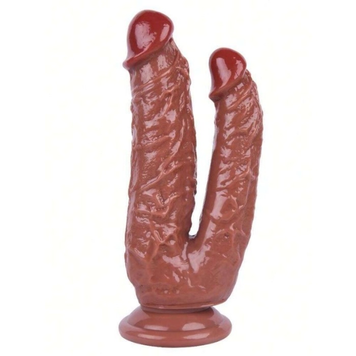 19 Cm Kahverengi Çiftli Dildo 6