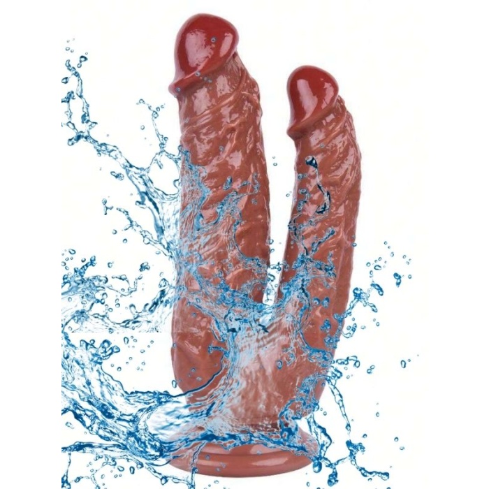 19 Cm Kahverengi Çiftli Dildo 6