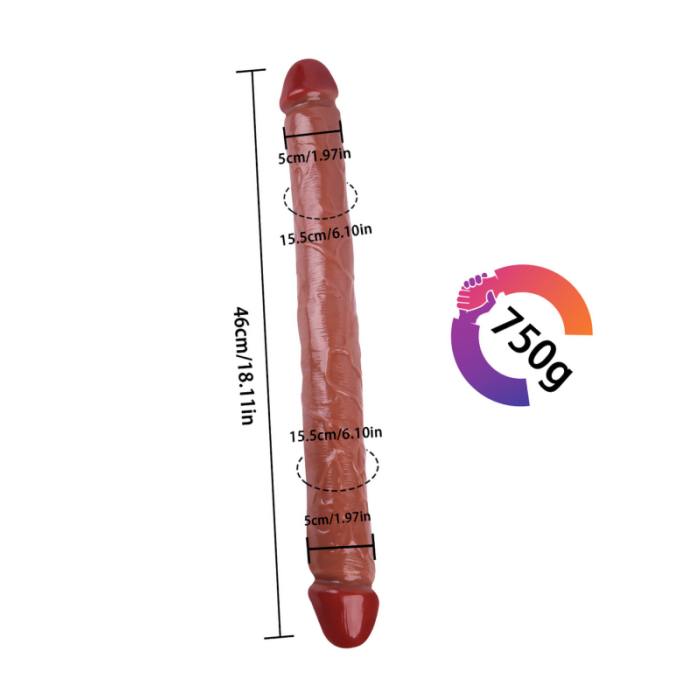 46 Cm Kahverengi Çift Taraflı Dildo 8