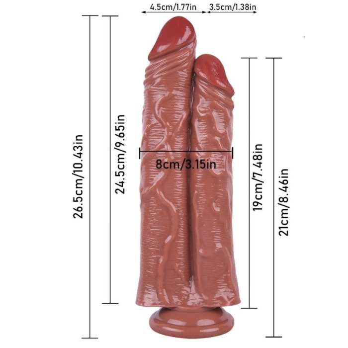 26.5 Cm Kahverengi Çiftli Dildo 1