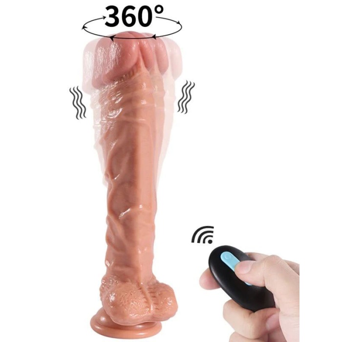 Uzaktan Kumandalı Şarjlı Realistik Penis Döner Başlı 25.5 Cm