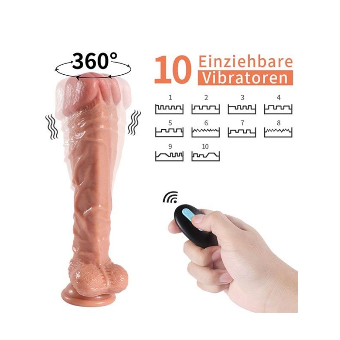 Uzaktan Kumandalı Şarjlı Realistik Penis Döner Başlı 25.5 Cm