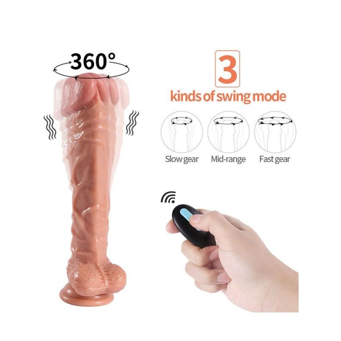 Uzaktan Kumandalı Şarjlı Realistik Penis Döner Başlı 25.5 Cm
