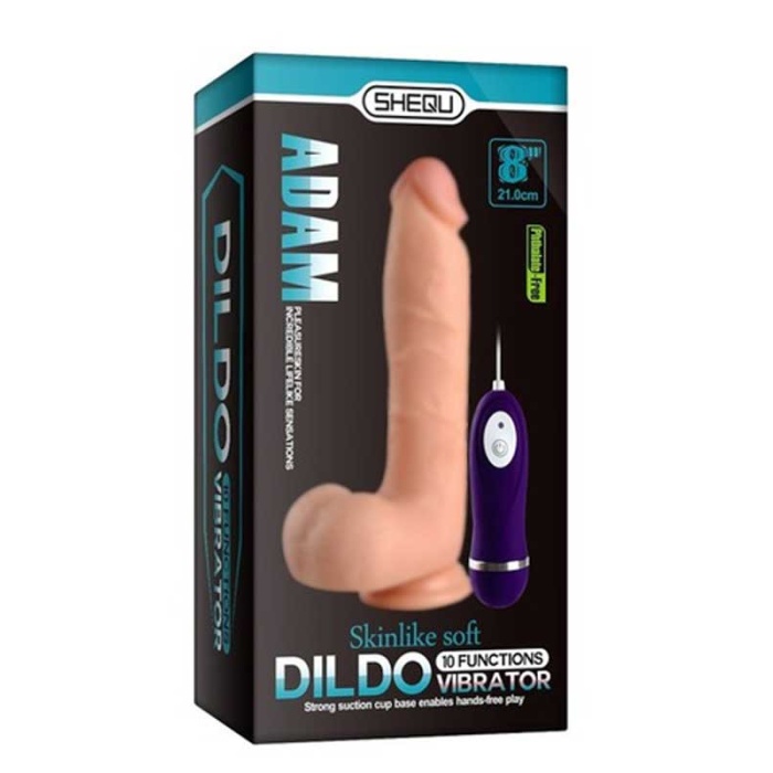 Shequ Adam Vibrating Realistik Vantuzlu Titreşimli Dildo 21 Cm