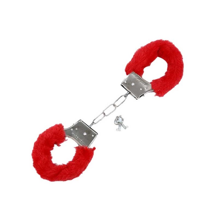 Fetiş Fantezi Kırmızı Peluşlu Metal Kelepçe