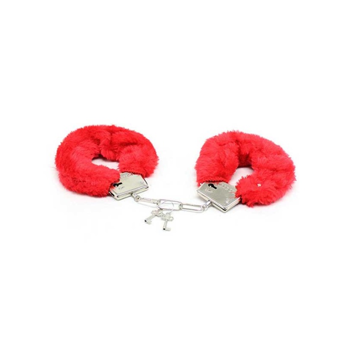 Fetiş Fantezi Kırmızı Peluşlu Metal Kelepçe
