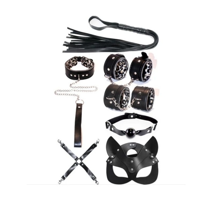 Fetiş Siyah Leopar Set 7 Parça