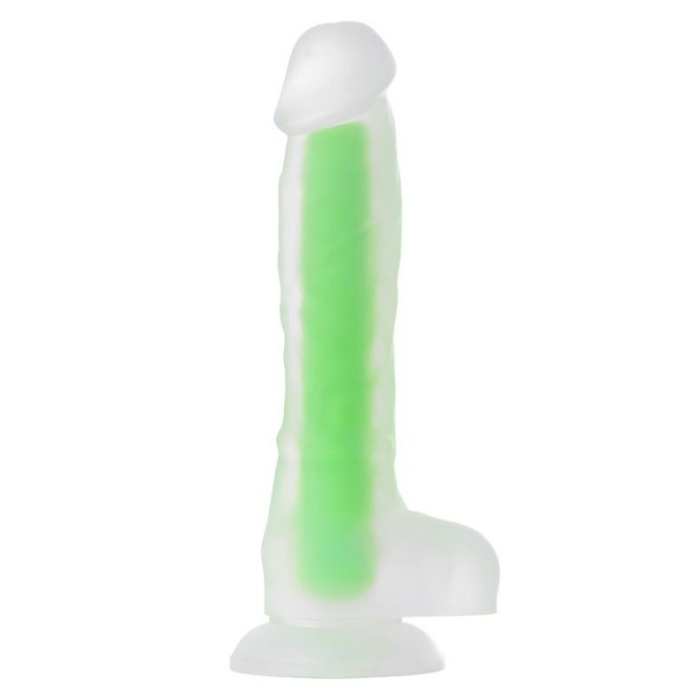 Clark Glow Gece Parlayan Yeşil Dildo Silikon Şeffaf 22 Cm