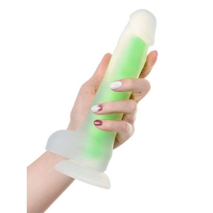 Beyond Clark Glow Gece Parlayan Yeşil Dildo Silikon Şeffaf 22 Cm