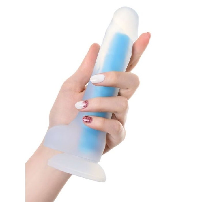 Beyond Mavi Matt Glow Gece Parlayan Dildo. Silikon. Şeffaf. 18 Cm