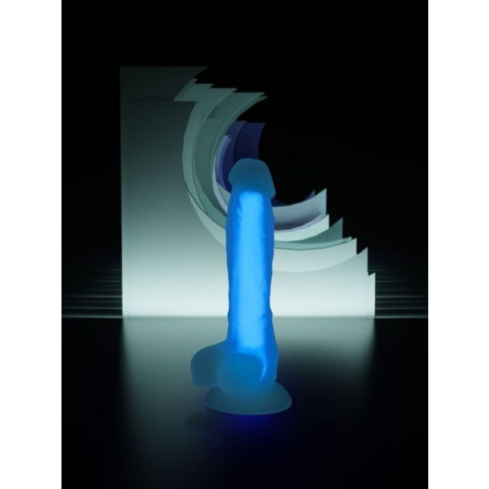 Beyond Mavi Matt Glow Gece Parlayan Dildo. Silikon. Şeffaf. 18 Cm