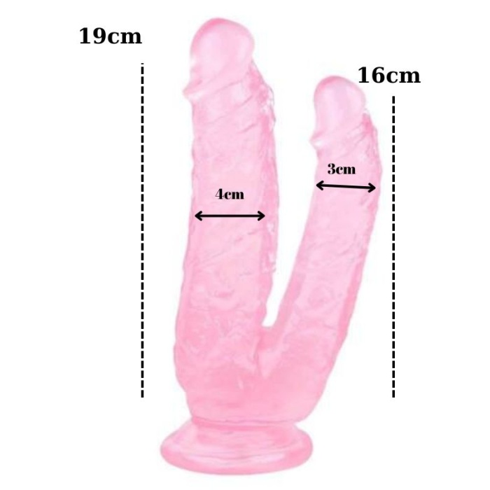 19 Cm Pembe Çiftli Dildo 6