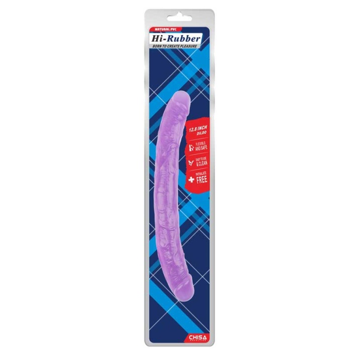 HiRubber Şeffaf Jel Çift Taraflı Dildo 32.5 Cm Mor