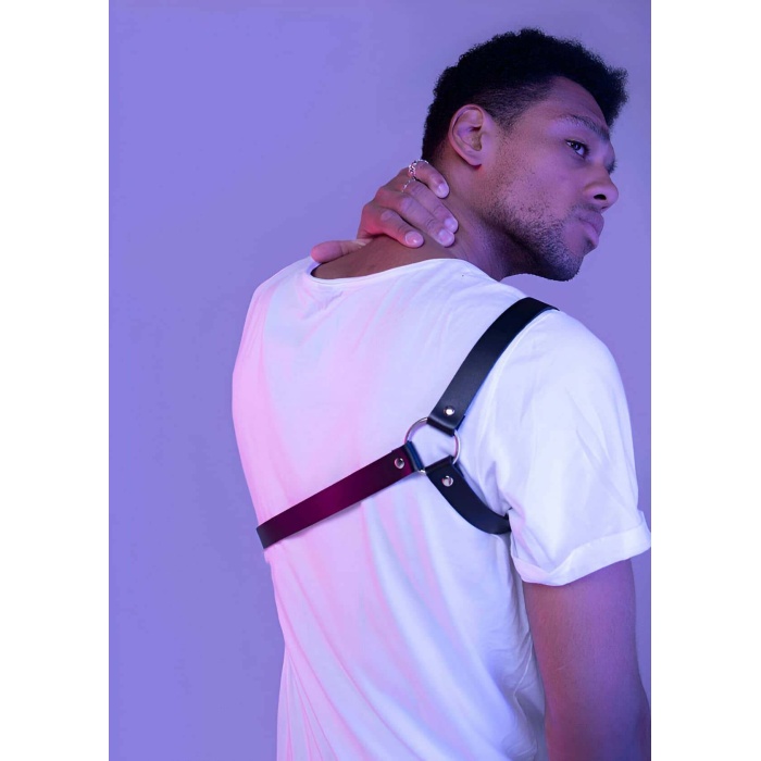 Çapraz Kol Detaylı Erkek Deri Harness