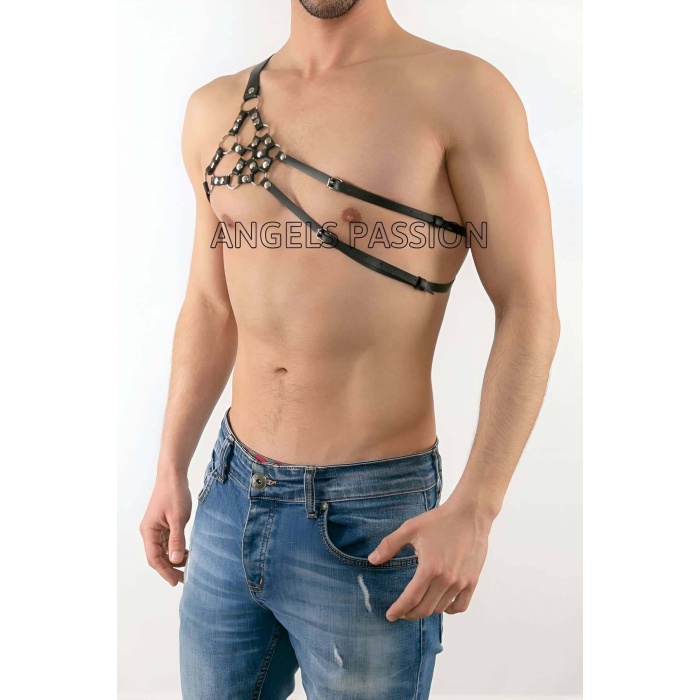 Tek Omuz Deri Harness Fantazi Deri Erotik İç Giyim