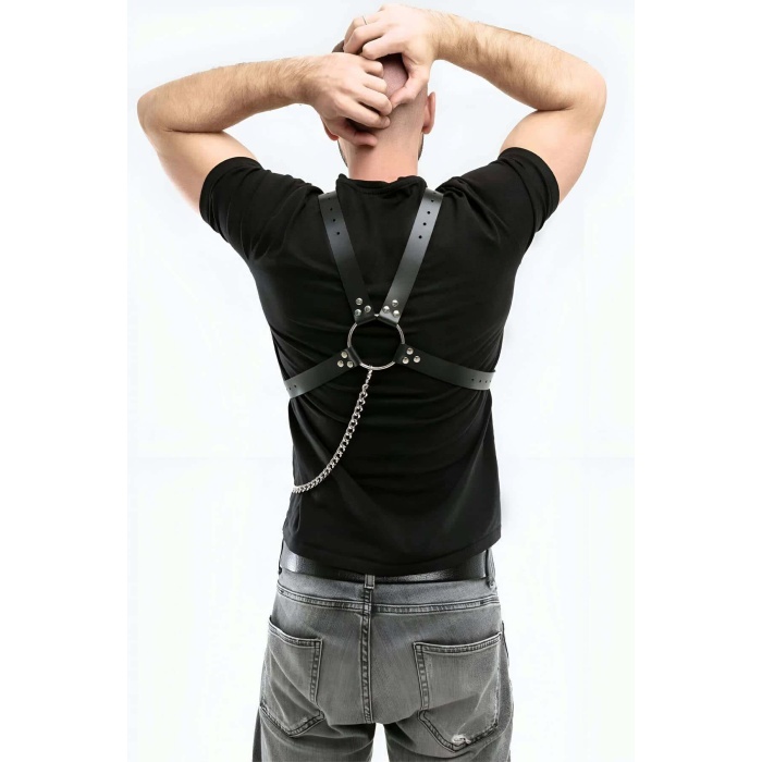 Zincir Detaylı Deri Erkek Göğüs Harness