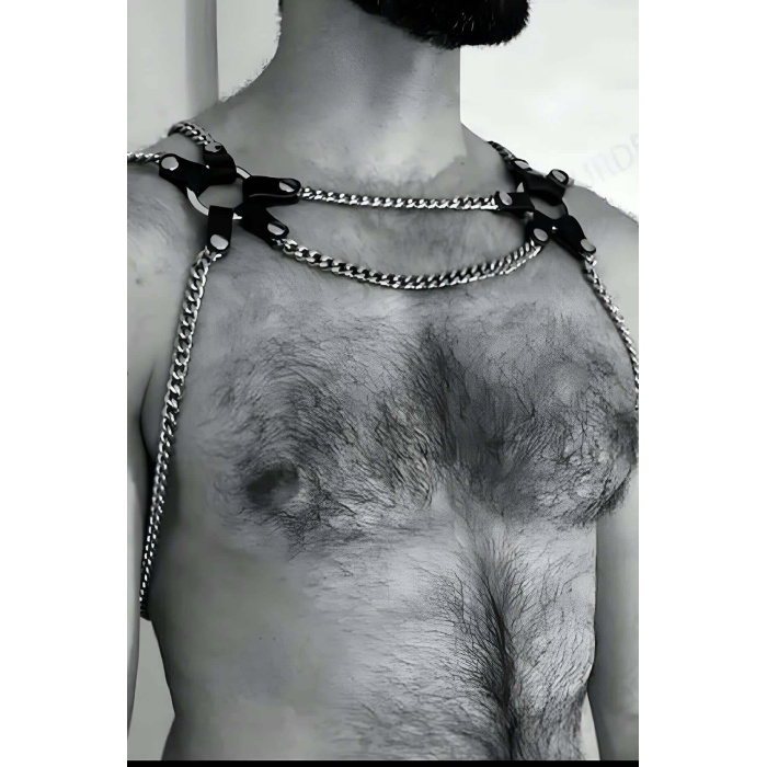 Zincirli Erkek Fantezi Giyim Seksi Erkek Deri Fantezi Giyim