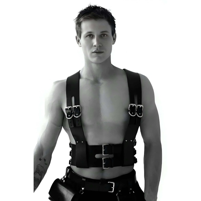 Deri Erkek Kelepçeli Erkek Harness
