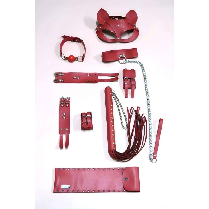 Kırbaç Kelepçe Set 6I Set Ayak El Kelepçesi Maske Ağız Topu