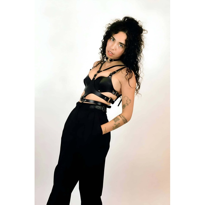 Deri Sütyen Choker Ve Göğüs Harness Festival Giyim Ürünleri