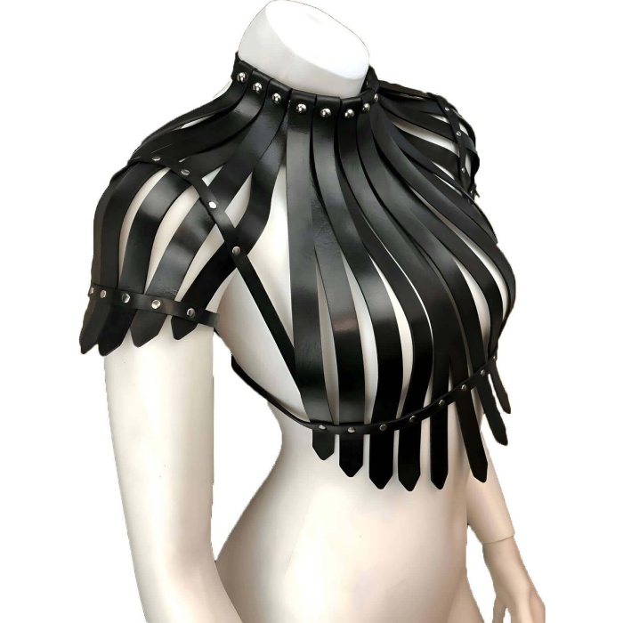 Arkası Açık Deri Crop Büstiyer Harness