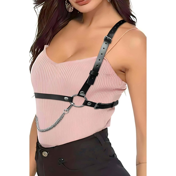 Günlük Kullanıma Uygun Seksi Giysi Üzeri Deri Kemer Harness