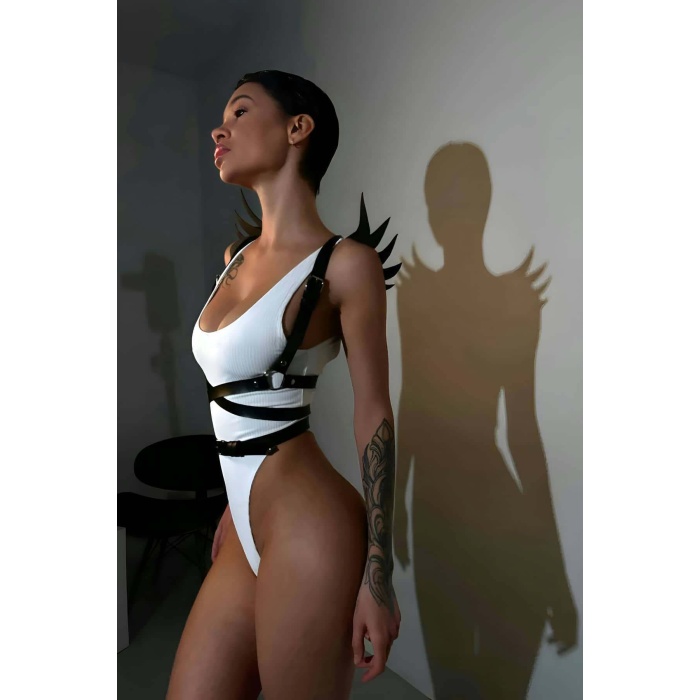 Kanatlı Şık Ve Seksi Göğüs Altı Bel Kemeri Harness