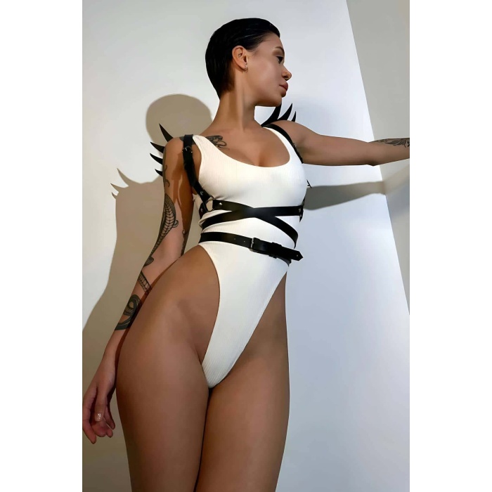 Kanatlı Şık Ve Seksi Göğüs Altı Bel Kemeri Harness