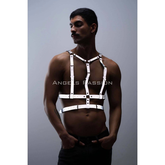 Reflektörlü Göğüs Harness Clubwear Tarz Vücut Aksesuar