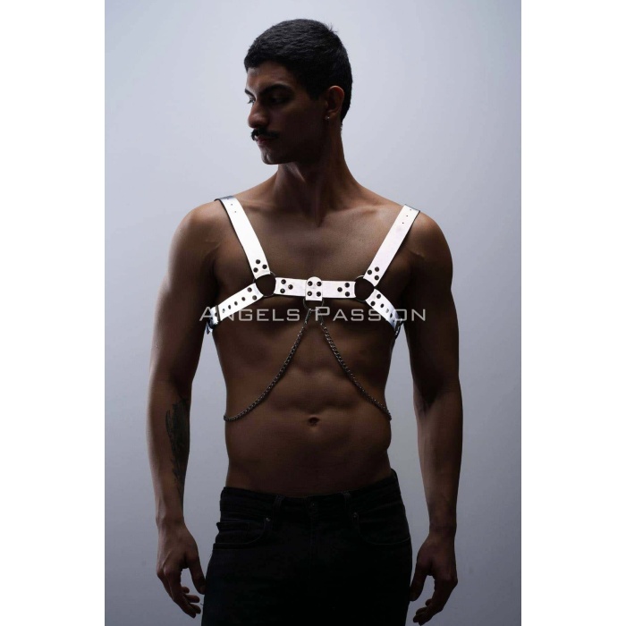 Reflektörlü Zincir Detaylı Şık Sexy Göğüs Harness