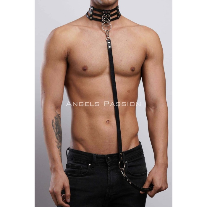 Erkek Choker Tasma Set Choker Harness Takım Erkek Partywear